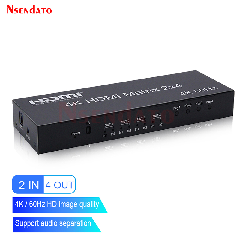 4K HDMI Matrix 2X4 Splitter 4K - Audio Splitter Y ulasan dan harga