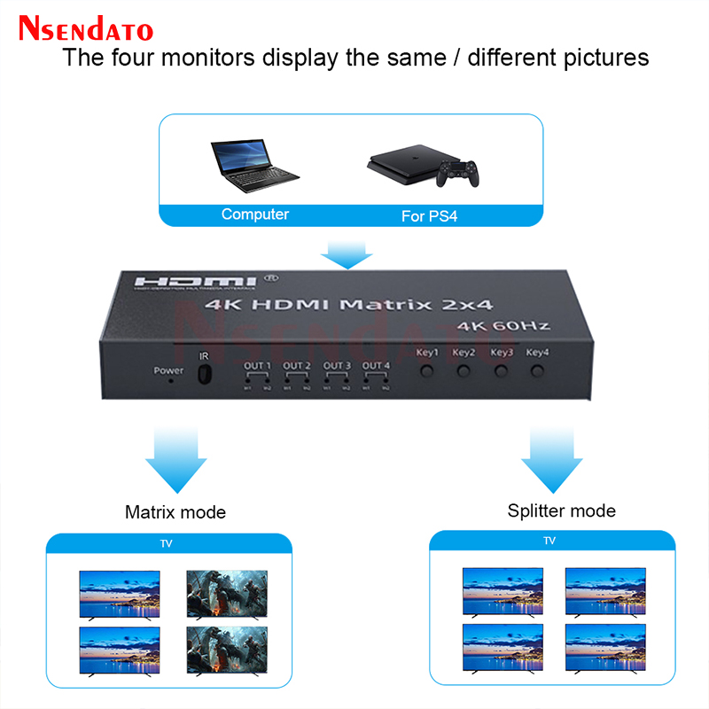 4K HDMI Matrix 2X4 Splitter 4K - Audio Splitter Y ulasan dan harga